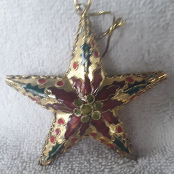 Vintage Cloisonne Star Ornament, 3 1/4" Wide, not sure of year - Picture 1 of 3